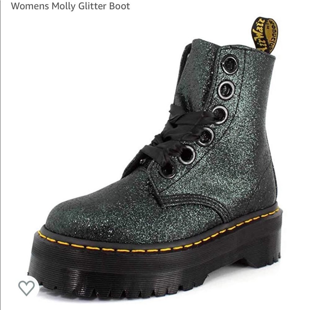 Doc Dr. martens glitter molly black boot women 7